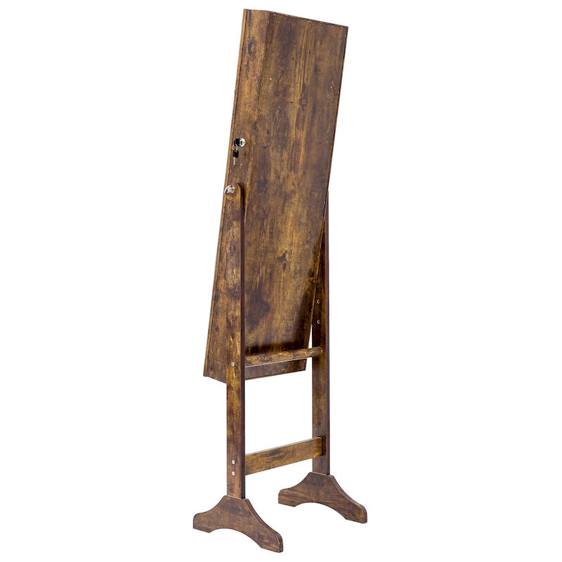 Armoire à bijoux sur pied avec miroir et éclairage LED Blanc