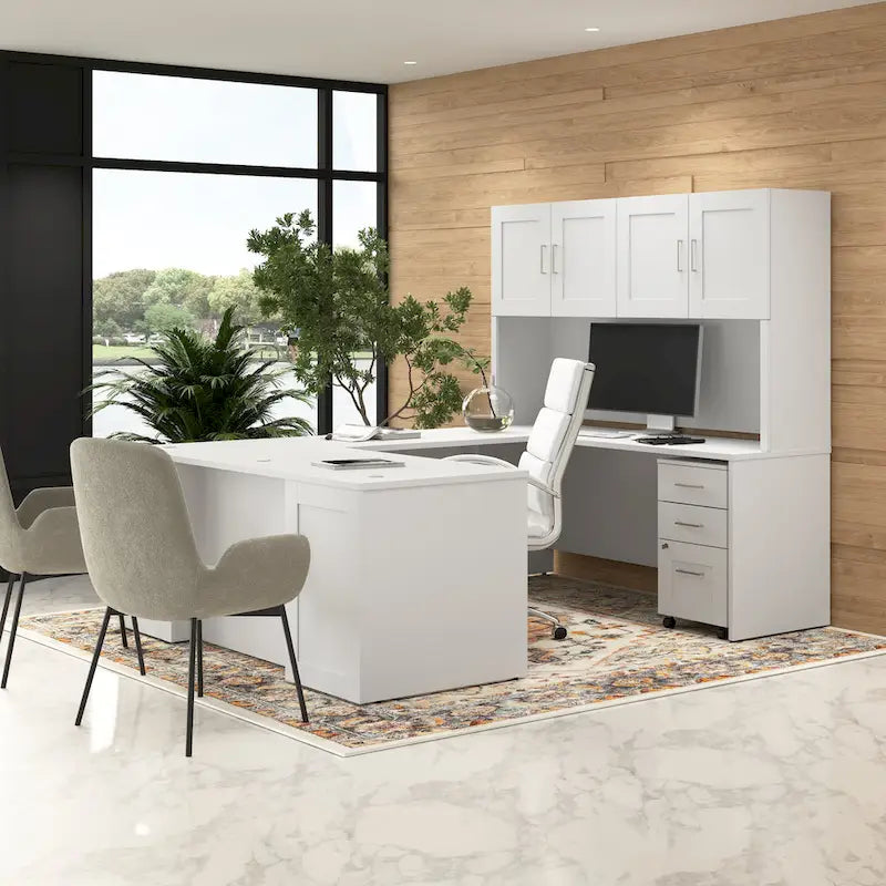 Dessus de bureau mural 72 W avec 4 portes de style Shaker et rangement