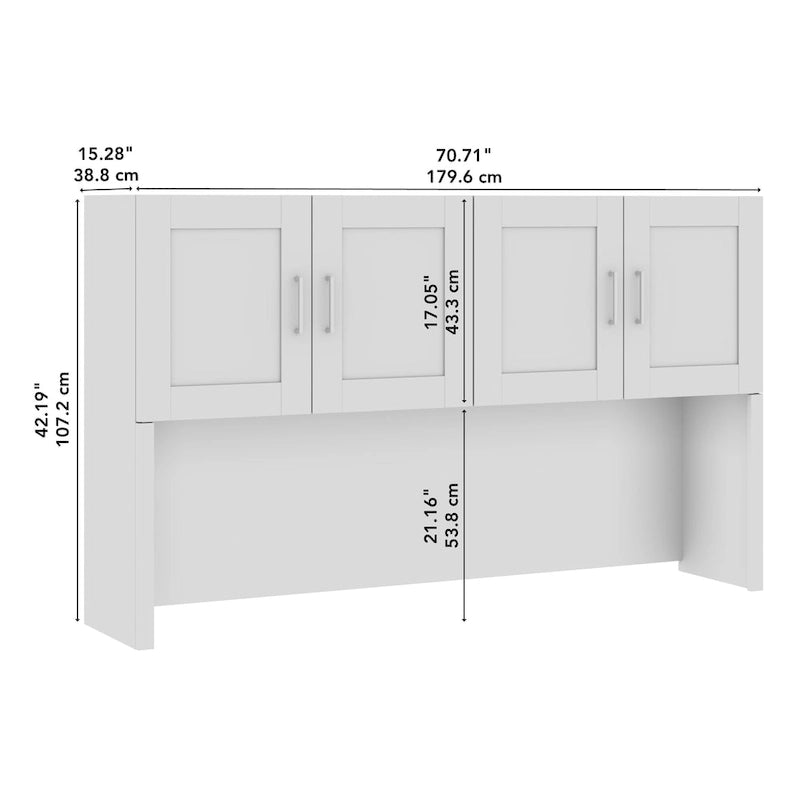 Dessus de bureau mural 72 W avec 4 portes de style Shaker et rangement