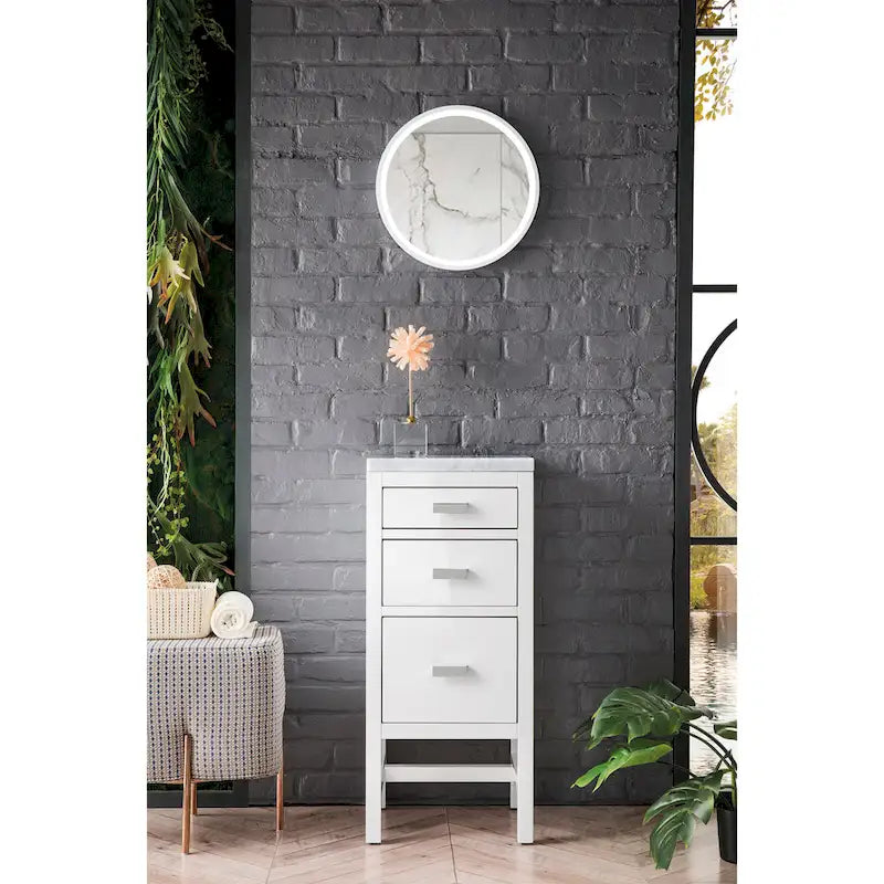 Meuble bas de salle de bain blanc brillant de 38 cm avec 3 tiroirs