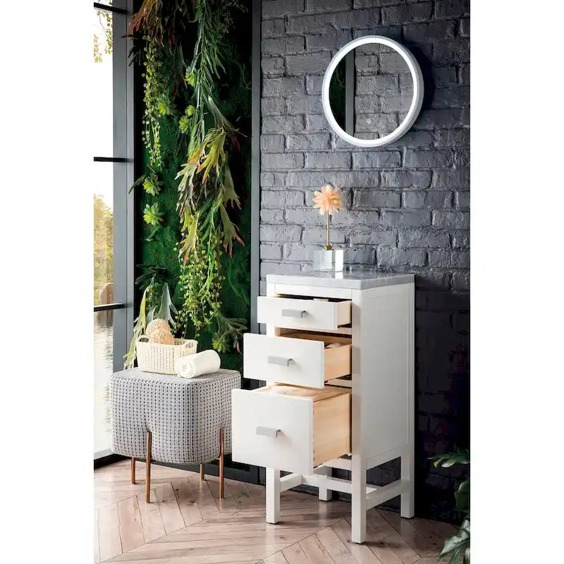 Meuble bas de salle de bain blanc brillant de 38 cm avec 3 tiroirs