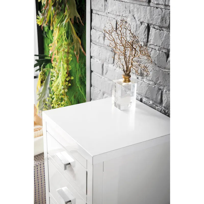 Meuble bas de salle de bain blanc brillant de 38 cm avec 3 tiroirs