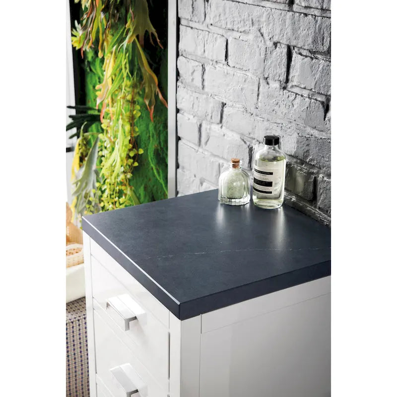 Meuble bas de salle de bain blanc brillant de 38 cm avec 3 tiroirs