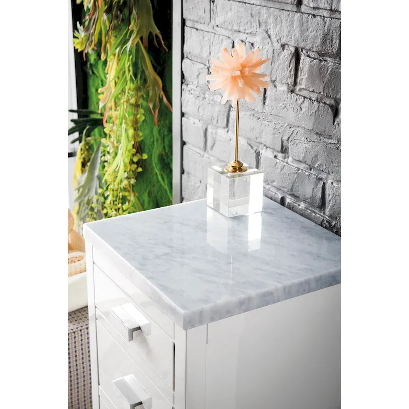 Meuble bas de salle de bain blanc brillant de 38 cm avec 3 tiroirs