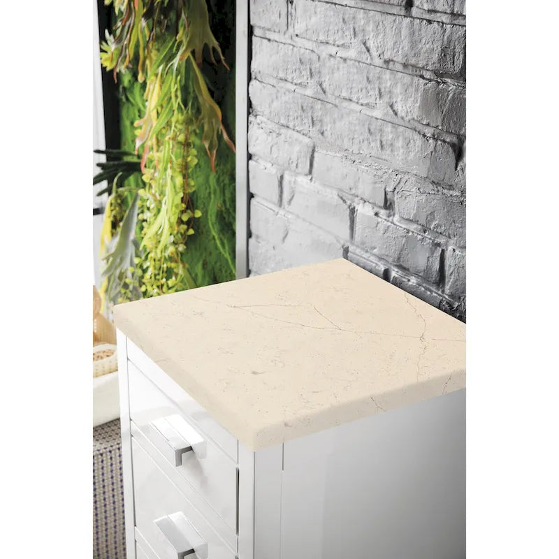 Meuble bas de salle de bain blanc brillant de 38 cm avec 3 tiroirs
