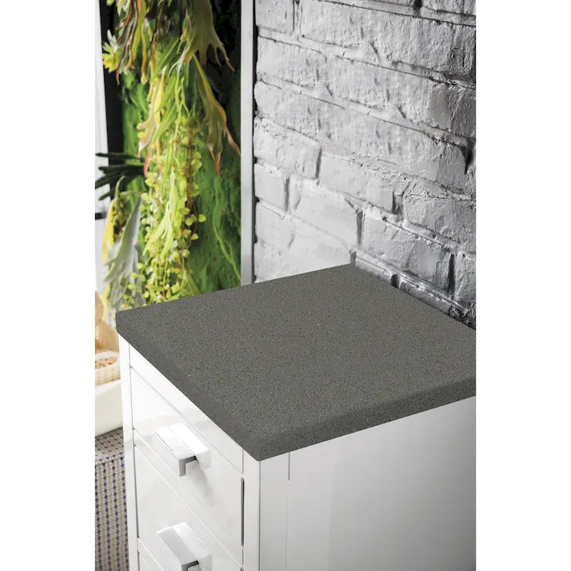 Meuble bas de salle de bain blanc brillant de 38 cm avec 3 tiroirs
