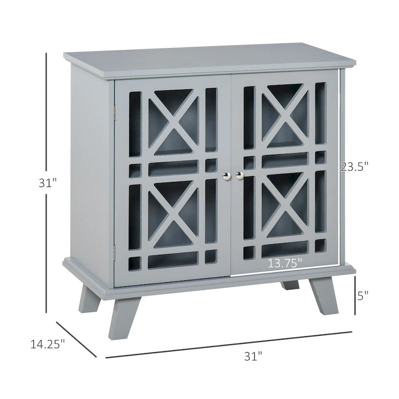 Buffet de rangement console en bois gris à motifs français