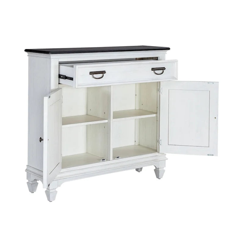 Console de Hall Accent Haut de Gamme Blanc Charbon de Bois Brossé avec Rangement