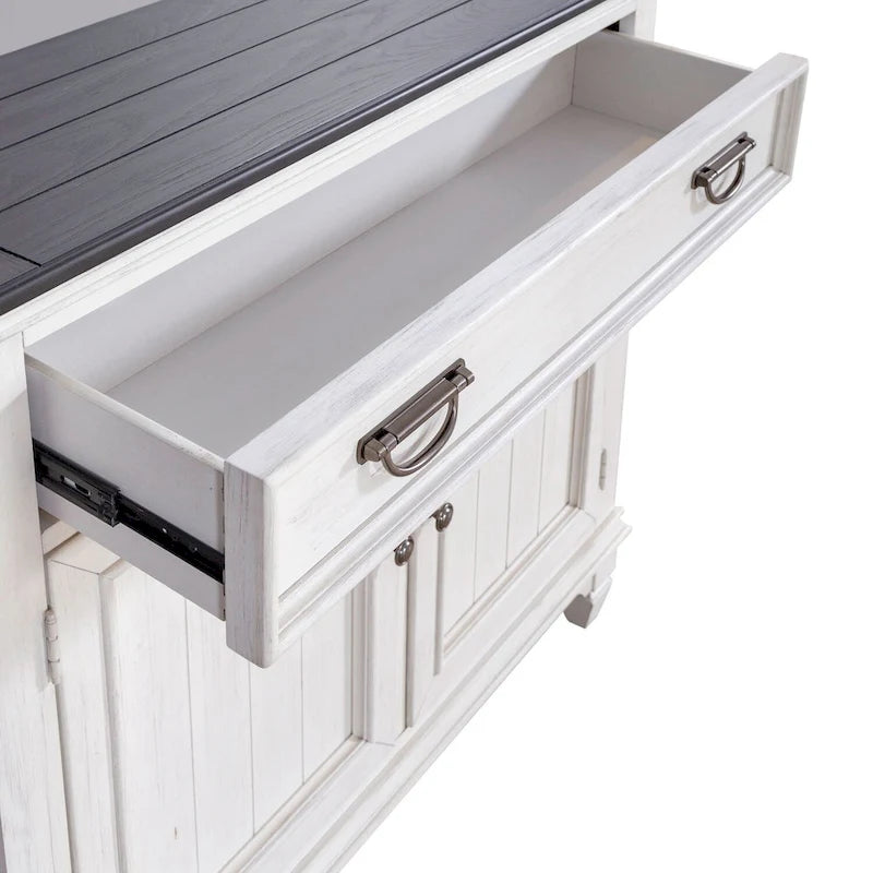 Console de Hall Accent Haut de Gamme Blanc Charbon de Bois Brossé avec Rangement