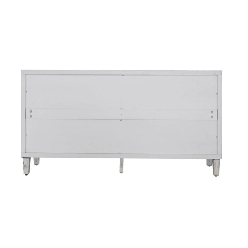 Bahut/Buffet 4 portes avec portes sculptées géométriques effet bois blanchi