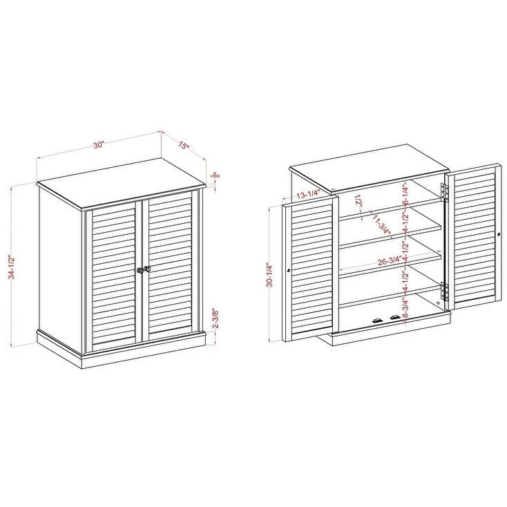 Meuble à chaussures de transition avec portes à persiennes, étagères réglables, espresso et chêne