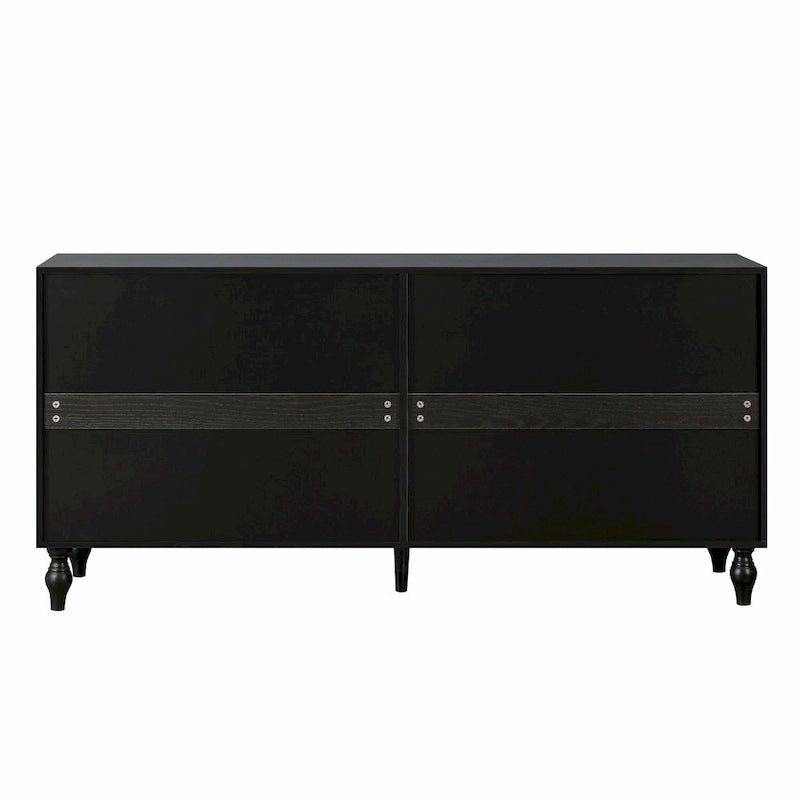 Buffet de rangement à porte sculptée florale blanche et cadre noir