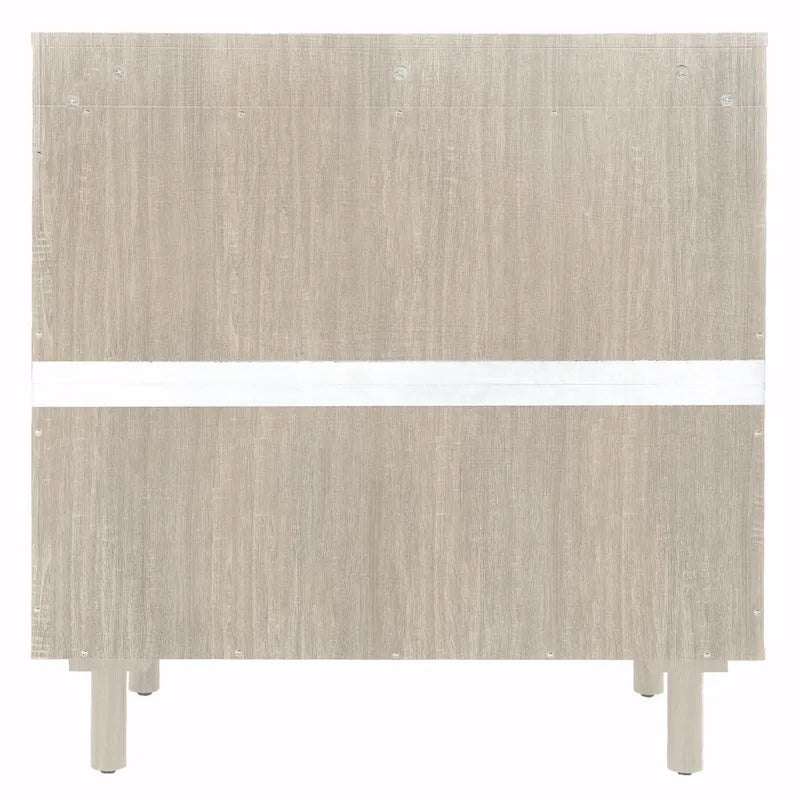 Meuble de rangement en rotin style bohème avec portes cintrées et étagères réglables Noir naturel
