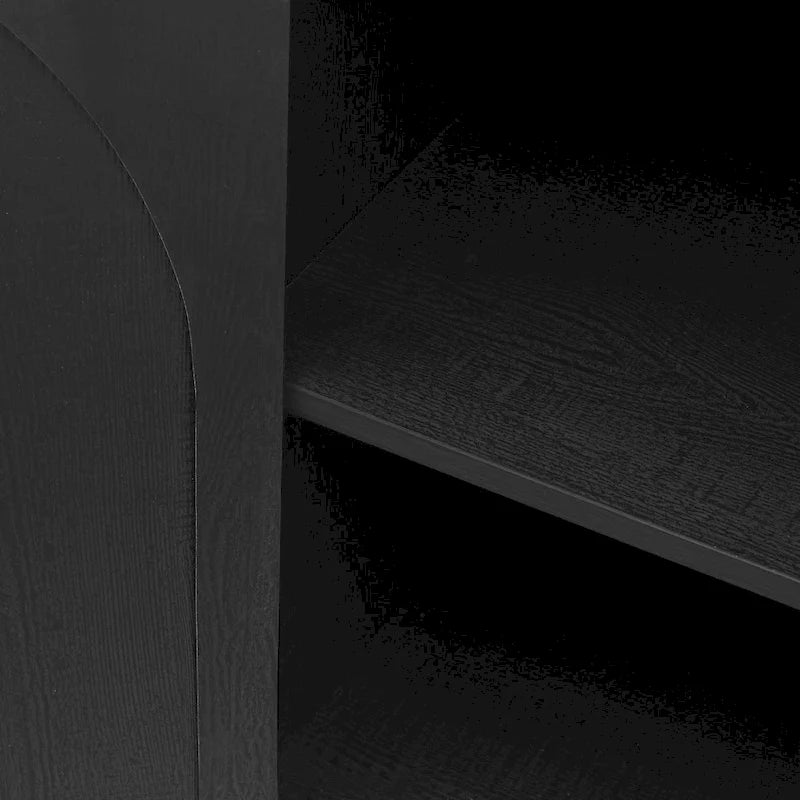 Meuble de rangement en rotin style bohème avec portes cintrées et étagères réglables Noir naturel