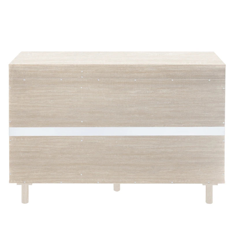 Buffet en rotin avec 2 portes et 3 tiroirs, finition bois naturel