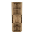Meuble d'angle de bar avec range-verres et étagères à vin, beige