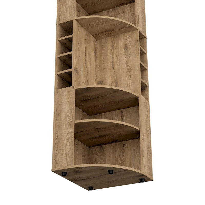 Meuble d'angle de bar avec range-verres et étagères à vin, beige