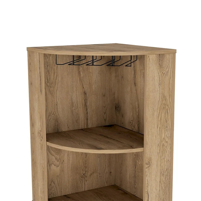 Meuble d'angle de bar avec range-verres et étagères à vin, beige