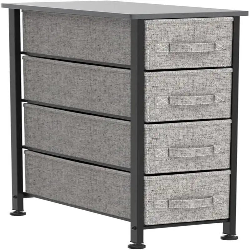 Commode de rangement en tissu Slim à 4 tiroirs avec plateau en MDF, plusieurs coloris