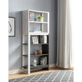 Bibliothèque ouverte à 5 niveaux chêne blanc gris patiné bicolore