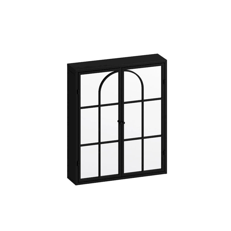 Armoire de rangement murale à miroir double porte noire verte rétro