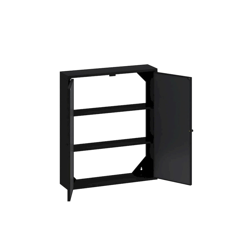 Armoire de rangement murale à miroir double porte noire verte rétro