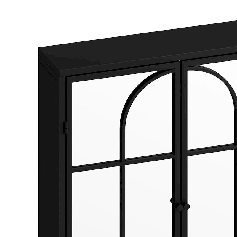 Armoire de rangement murale à miroir double porte noire verte rétro