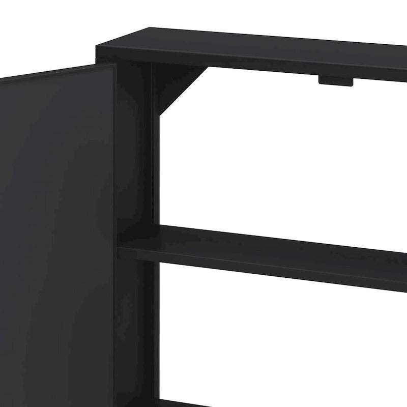 Armoire de rangement murale à miroir double porte noire verte rétro