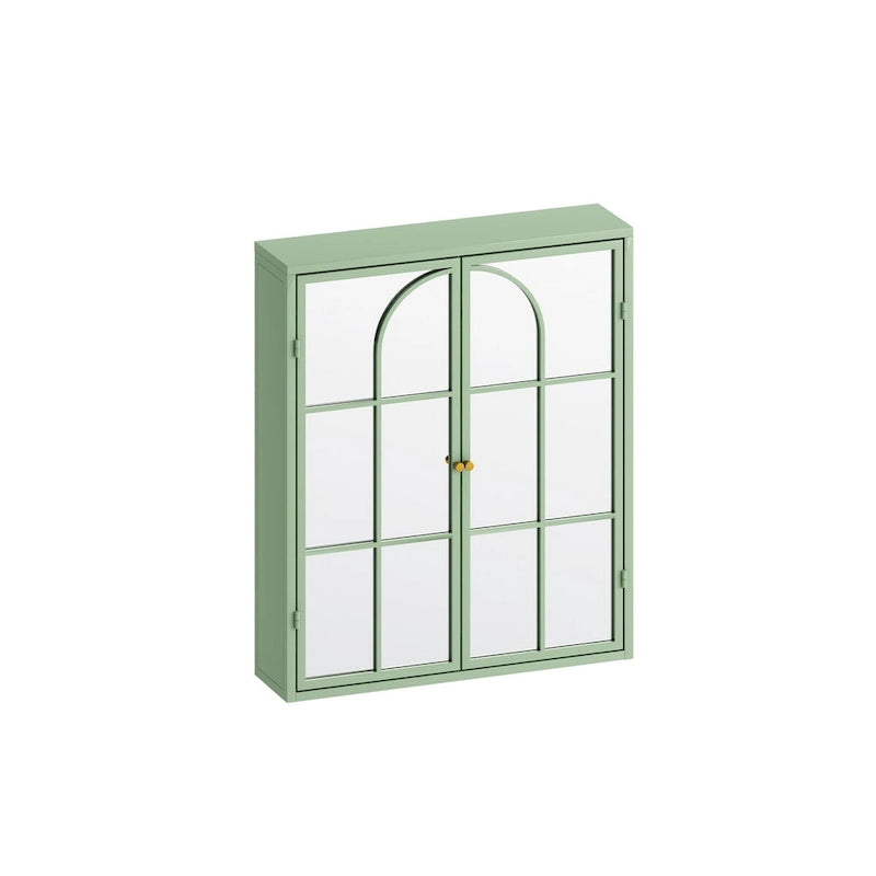 Armoire de rangement murale à miroir double porte noire verte rétro