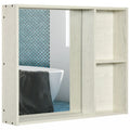 Armoire de toilette murale aspect bois blanc avec étagères latérales ouvertes