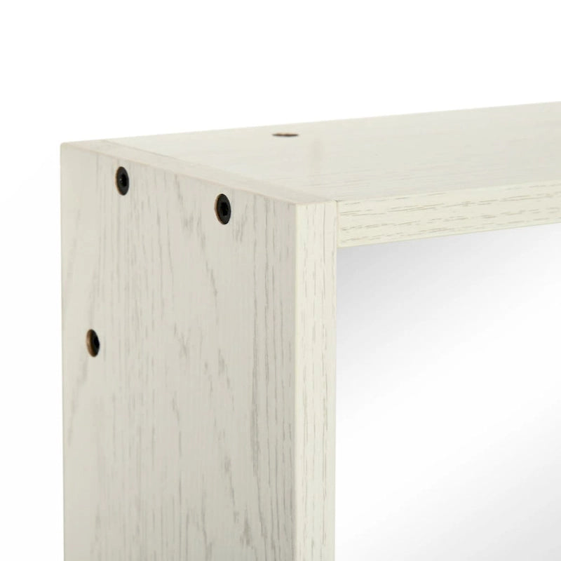 Armoire de toilette murale aspect bois blanc avec étagères latérales ouvertes
