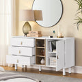 Meuble de rangement 3 tiroirs avec portes et étagères ouvertes, blanc