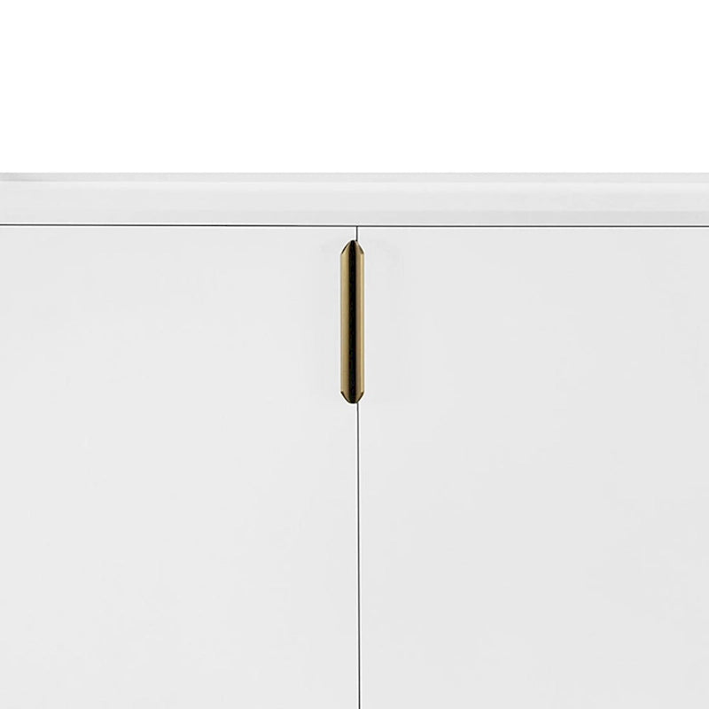 Buffet de 160 cm en bois avec poignées dorées et pieds en bois d'hévéa