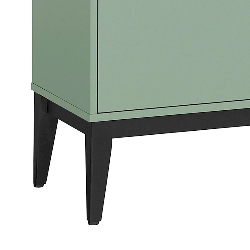 Buffet de 160 cm en bois avec poignées dorées et pieds en bois d'hévéa