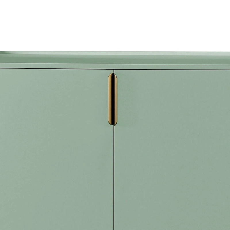 Buffet de 160 cm en bois avec poignées dorées et pieds en bois d'hévéa