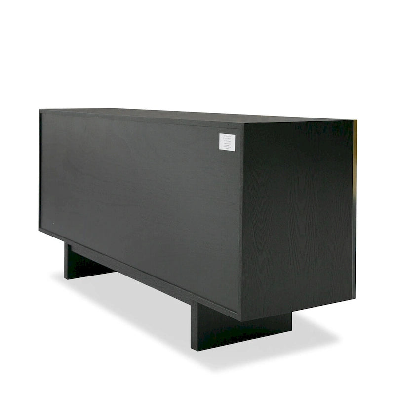 Buffet bahut à quatre portes en placage de frêne noir, acier inoxydable doré dégradé pour salle à manger