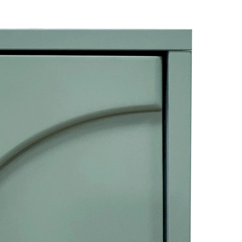 Buffet noir mat avec portes en verre cannelé et pieds en métal