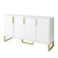 Buffet moderne 4 portes pieds dorés étagères réglables blanc noir