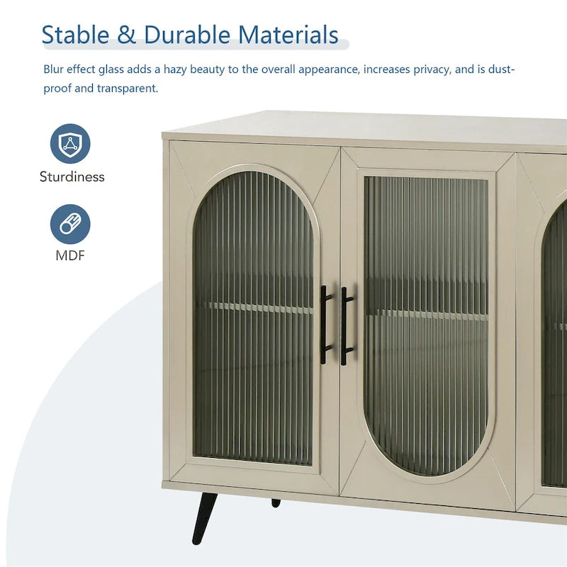 Meuble de rangement à portes vitrées cintrées avec pieds en métal doré antique