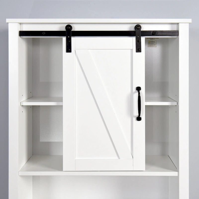 Meuble de Rangement au-dessus des Toilettes avec Porte Coulissante Style Grange Blanc