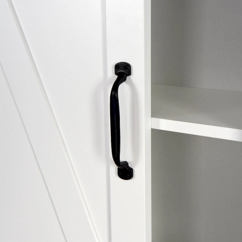 Meuble de Rangement au-dessus des Toilettes avec Porte Coulissante Style Grange Blanc