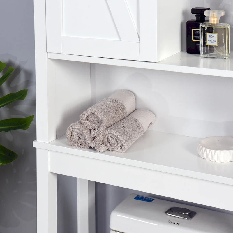 Meuble de Rangement au-dessus des Toilettes avec Porte Coulissante Style Grange Blanc