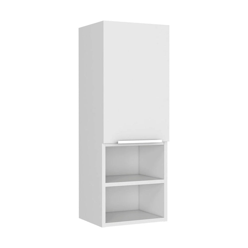 Armoire de salle de bain murale avec porte et étagères ouvertes Chêne fumé