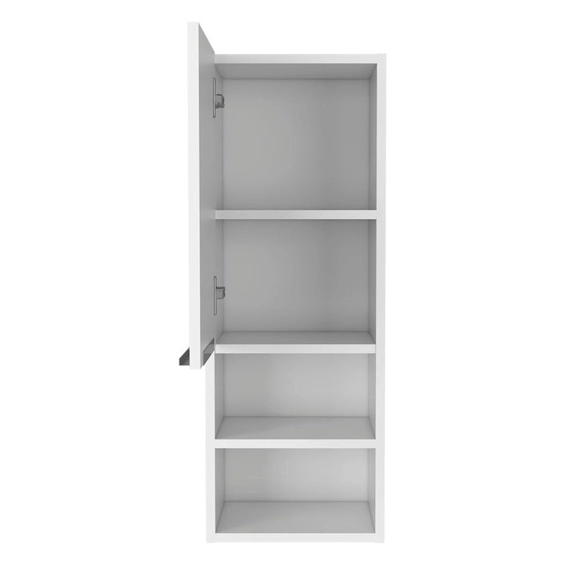 Armoire de salle de bain murale avec porte et étagères ouvertes Chêne fumé