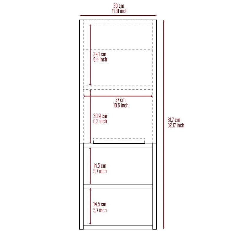 Armoire de salle de bain murale avec porte et étagères ouvertes Chêne fumé
