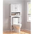 Armoire de rangement au-dessus des toilettes en bois blanc double porte avec capteur de mouvement LED